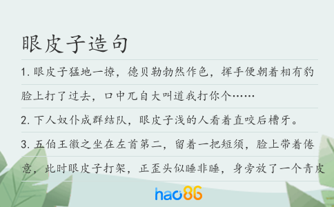 眼皮子造句