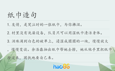 纸巾造句