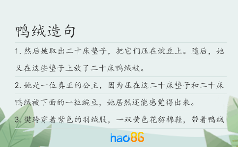 鸭绒造句