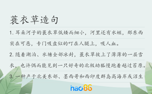 蓑衣草造句