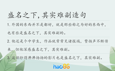 盛名之下,其实难副造句