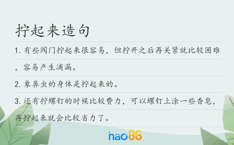 拧起来造句