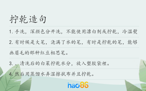 拧乾造句