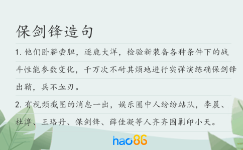 保剑锋造句