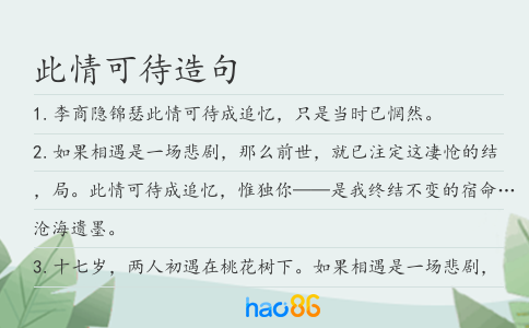 此情可待造句