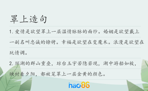 罩上造句