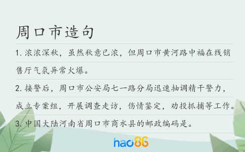 周口市造句