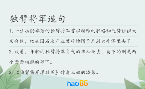 独臂将军造句