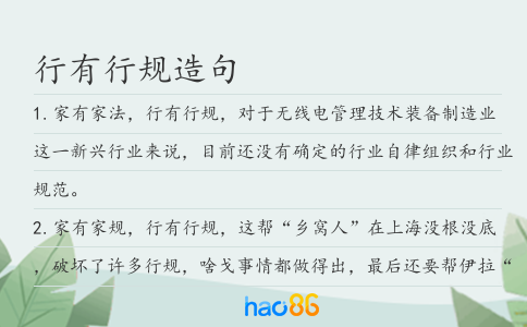 行有行规造句