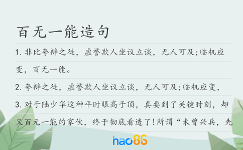 百无一能造句