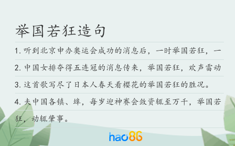 举国若狂造句