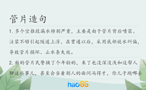 管片造句