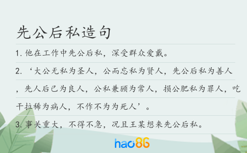 先公后私造句