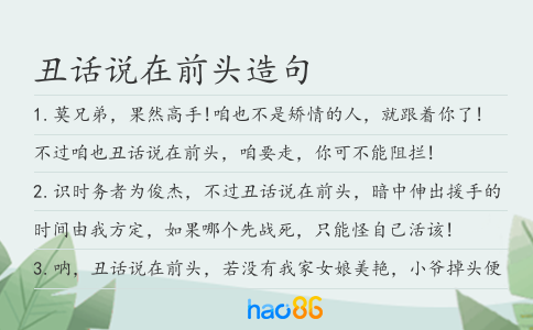 丑话说在前头造句