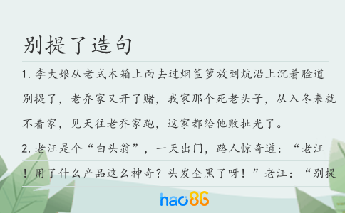 别提了造句