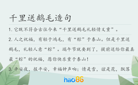 千里送鹅毛造句