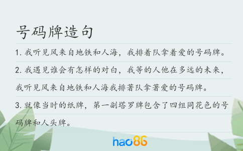 号码牌造句