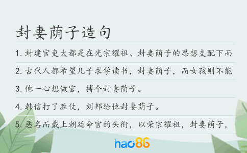 封妻荫子造句