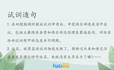 试训造句