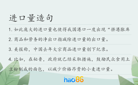 进口量造句