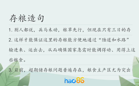 存粮造句