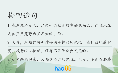 捡回造句
