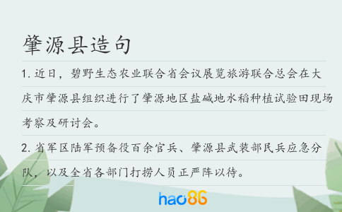 肇源县造句