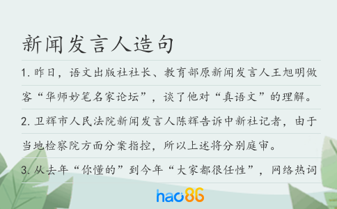 新闻发言人造句