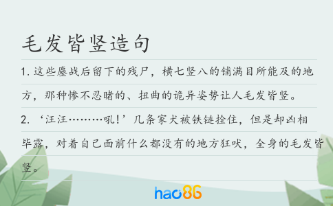 毛发皆竖造句
