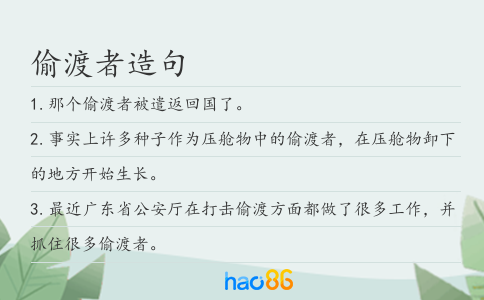 偷渡者造句