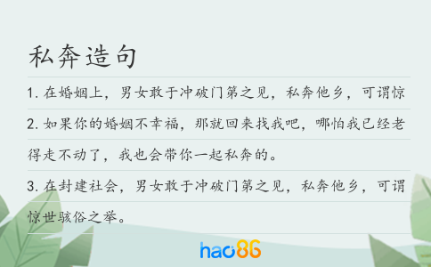 私奔造句