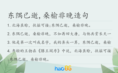 东隅已逝,桑榆非晚造句