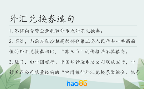 外汇兑换券造句