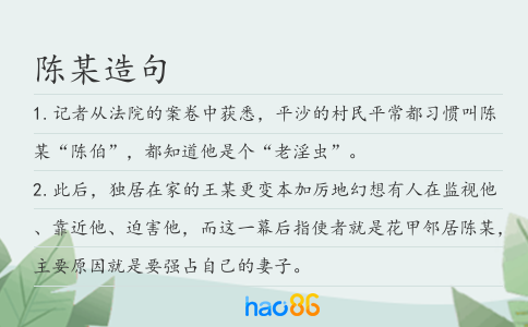 陈某造句