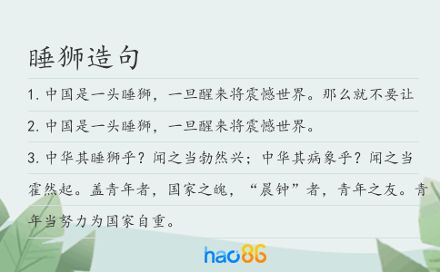 睡狮造句