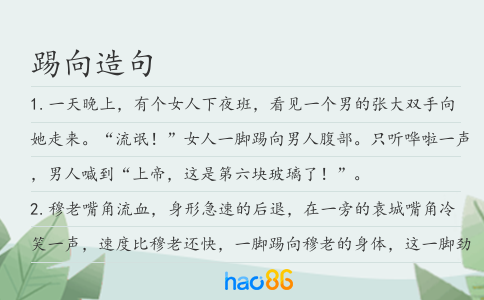 踢向造句
