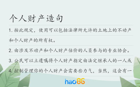 个人财产造句