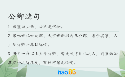 公卿造句