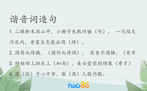 谐音词造句