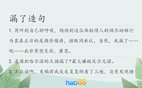 漏了造句