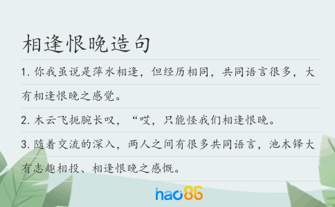 相逢恨晚造句