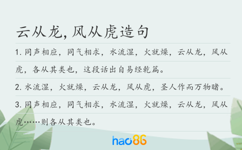云从龙,风从虎造句