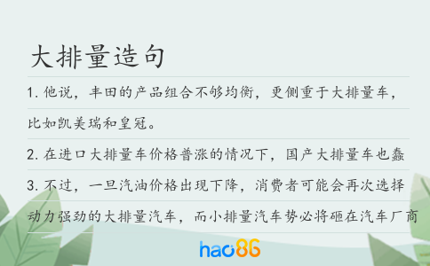 大排量造句