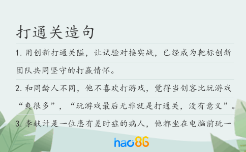 打通关造句