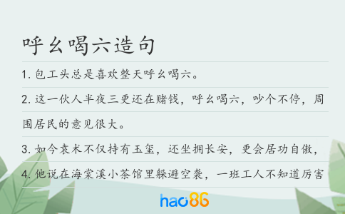 呼幺喝六造句