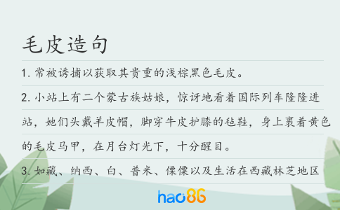 毛皮造句