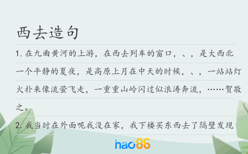 西去造句