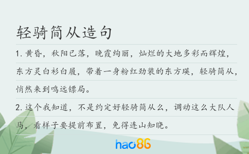 轻骑简从造句