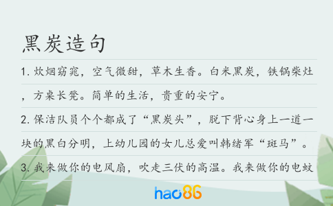 黑炭造句