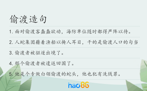 偷渡造句